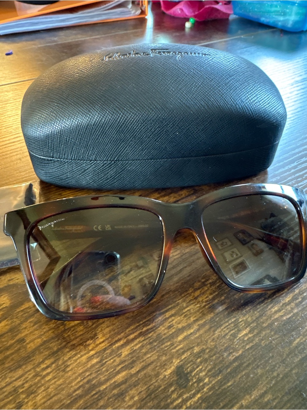 Salvatore Ferragamo Tortoiseshell Sunglasses with Black Case